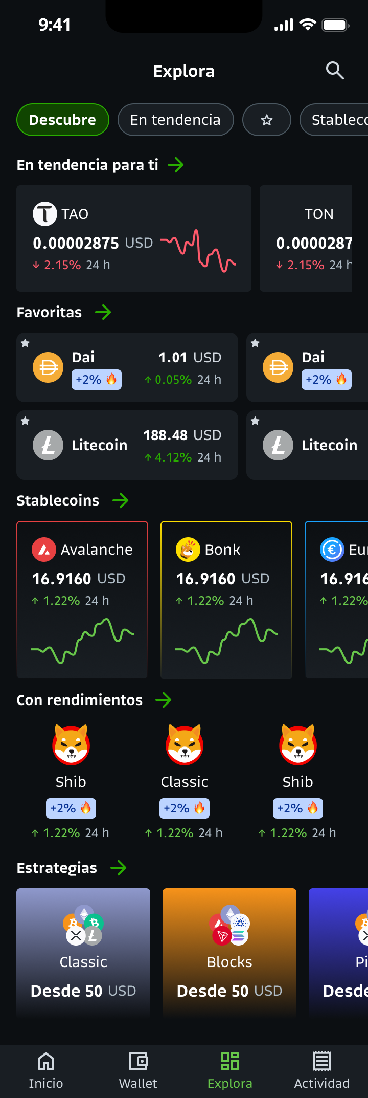Contexto: el tab Cripto donde vivía la sección