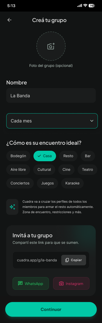 Creá tu grupo, estado vacío