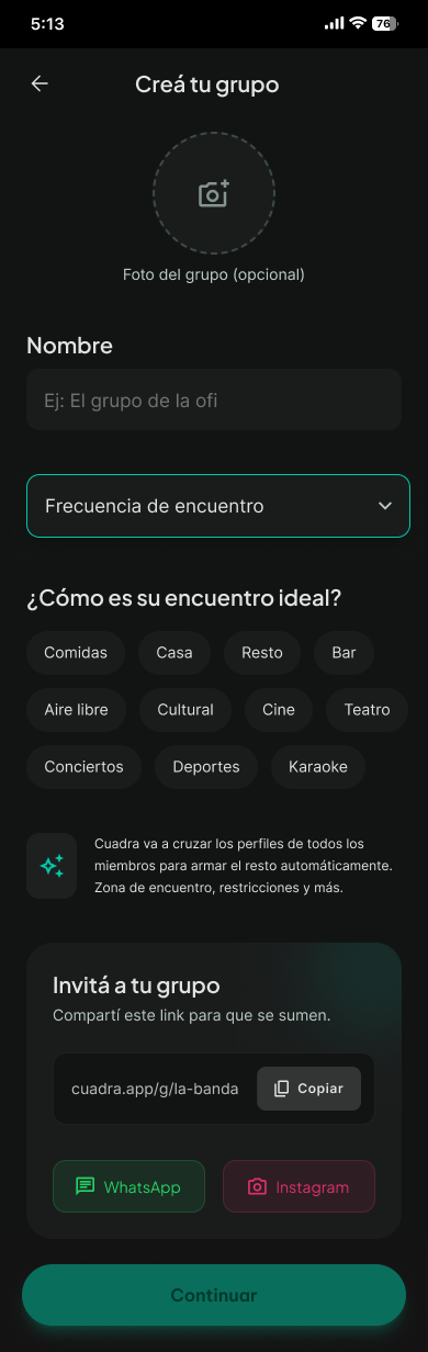 Creá tu grupo con La Banda, preferencias seleccionadas